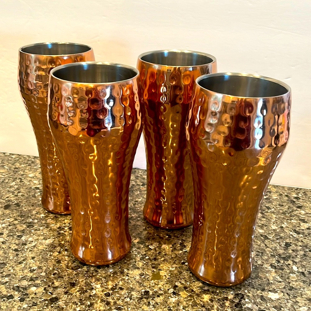 Members Mark Double Walled Stainless Steel & Copper Pilsner 24 oz Set of 4